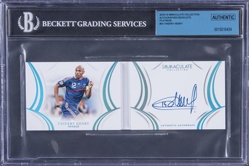 2018-19 Panini Immaculate Collection Platinum #19 Thierry Henry Signed Booklet Card (#1/1) - BGS AUTHENTIC/BGS 10